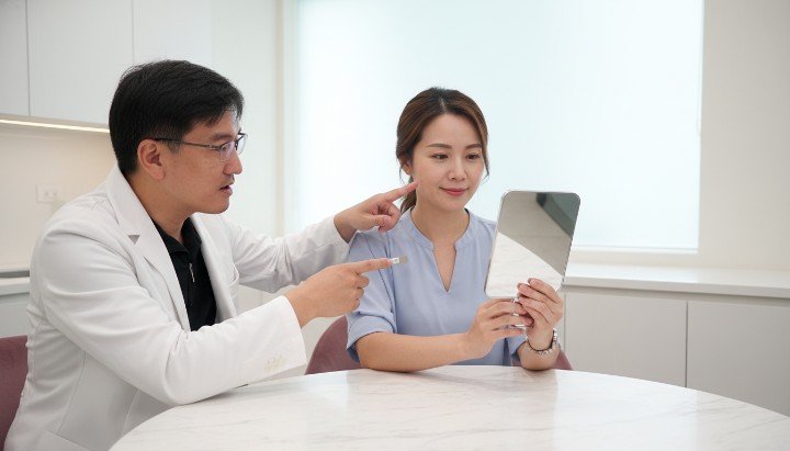 [SEGMENT]吳紹琥醫師正在專業評估產後埋線拉提費用[/SEGMENT] [SEGMENT]診間內展示不同合法線材與埋線拉提費用說明[/SEGMENT] [SEGMENT]媽媽諮詢嘴邊肉下垂與高CP值埋線拉提費用[/SEGMENT] [SEGMENT]萊攸診所舒適環境適合諮詢埋線拉提費用[/SEGMENT]