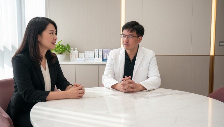 [1] 專業醫師講解男生消除眼袋的手術原理 [2] 內開無痕技術達成男生消除眼袋目標示意 [3] 術後眼神乾淨自信之男生消除眼袋成效圖 [4] 改善疲憊神態的男生消除眼袋手術細節