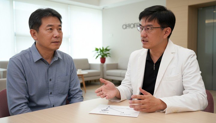 醫師在診間與病患溝通減肥針飲食 營養師調配均衡營養與減肥針飲食 瘦身成功必備健康減肥針飲食指南 呈現蔬果蛋白質的減肥針飲食比例