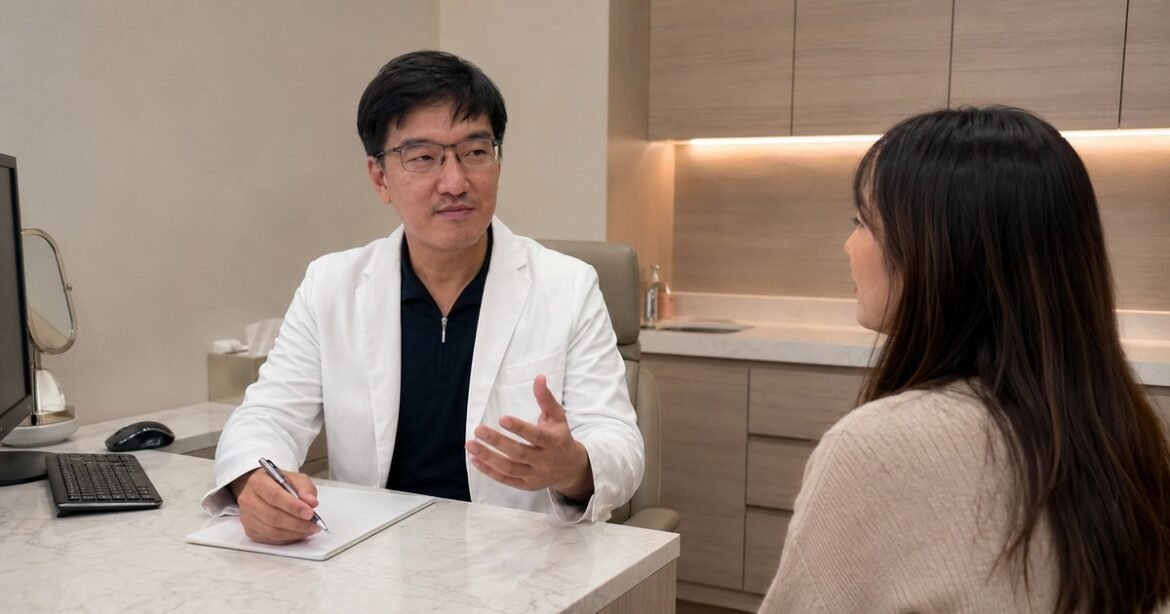 V臉療程改善臉型的過程示意圖